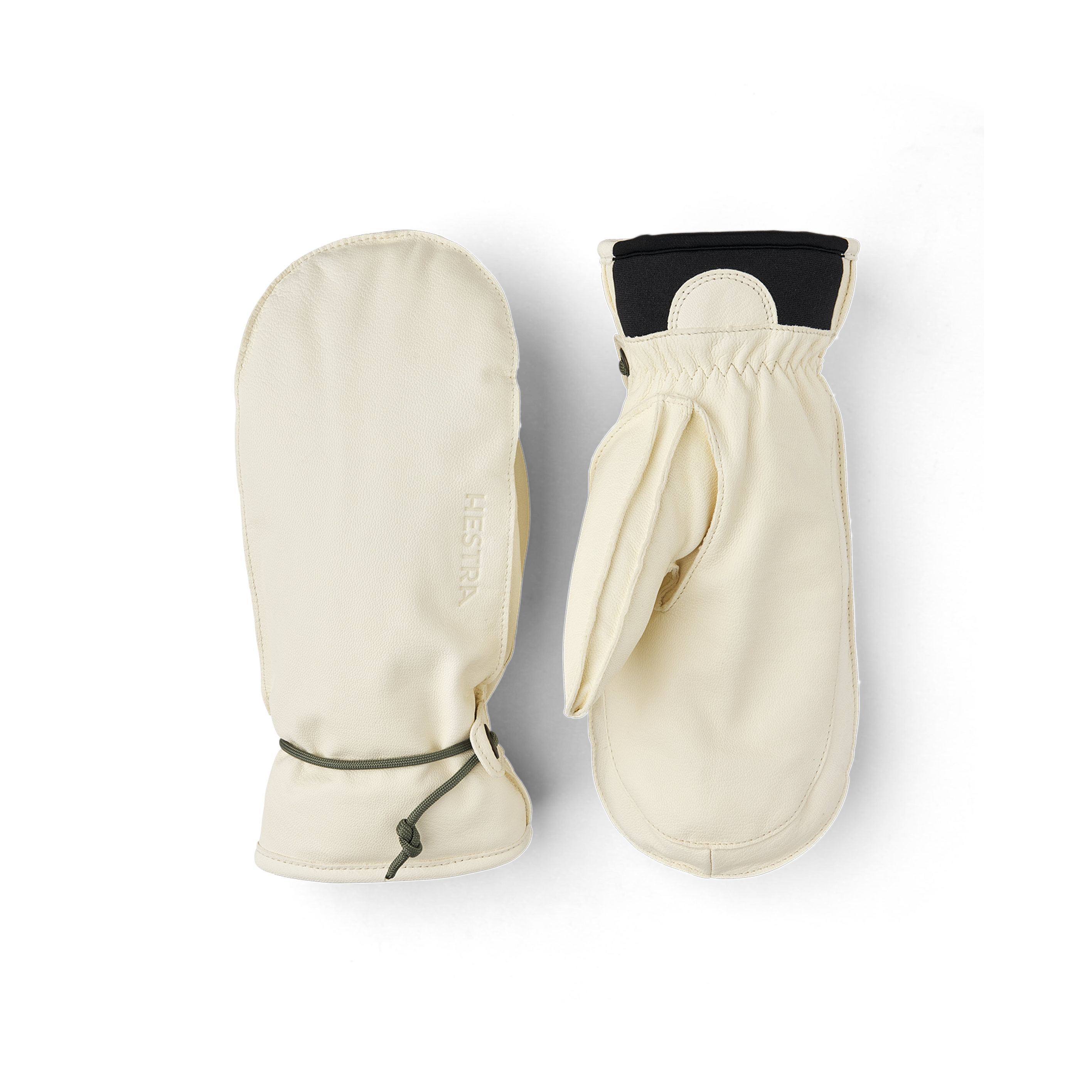 White cow hide mitten with wrist adjustment