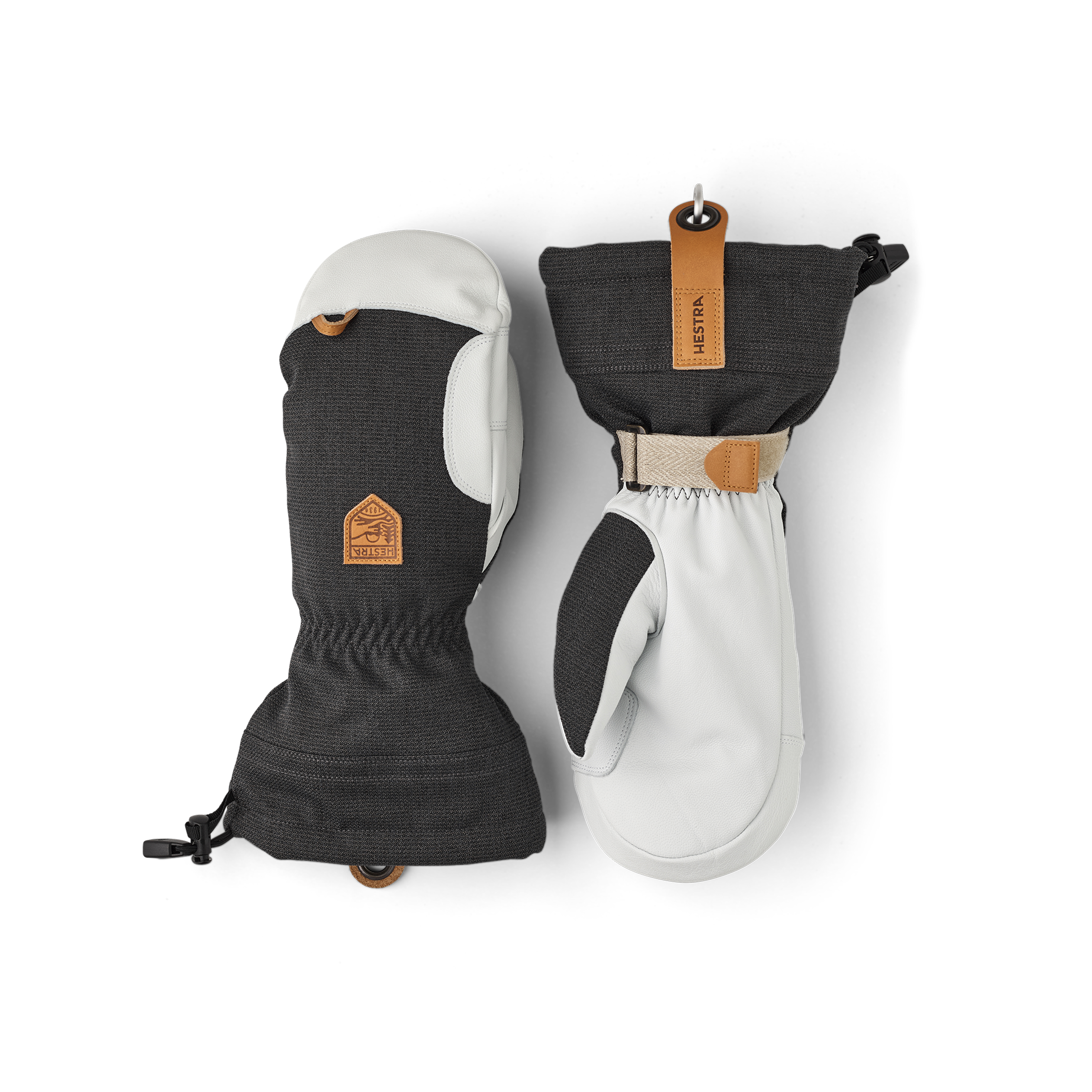 Dark gray mitten with white goat leather palm